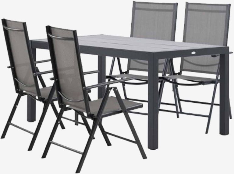 Bộ bàn ăn ngoài trời | HAGEN/MELLBY | xám/đen | R92xD160xC74cm/R55xS68xC106cm