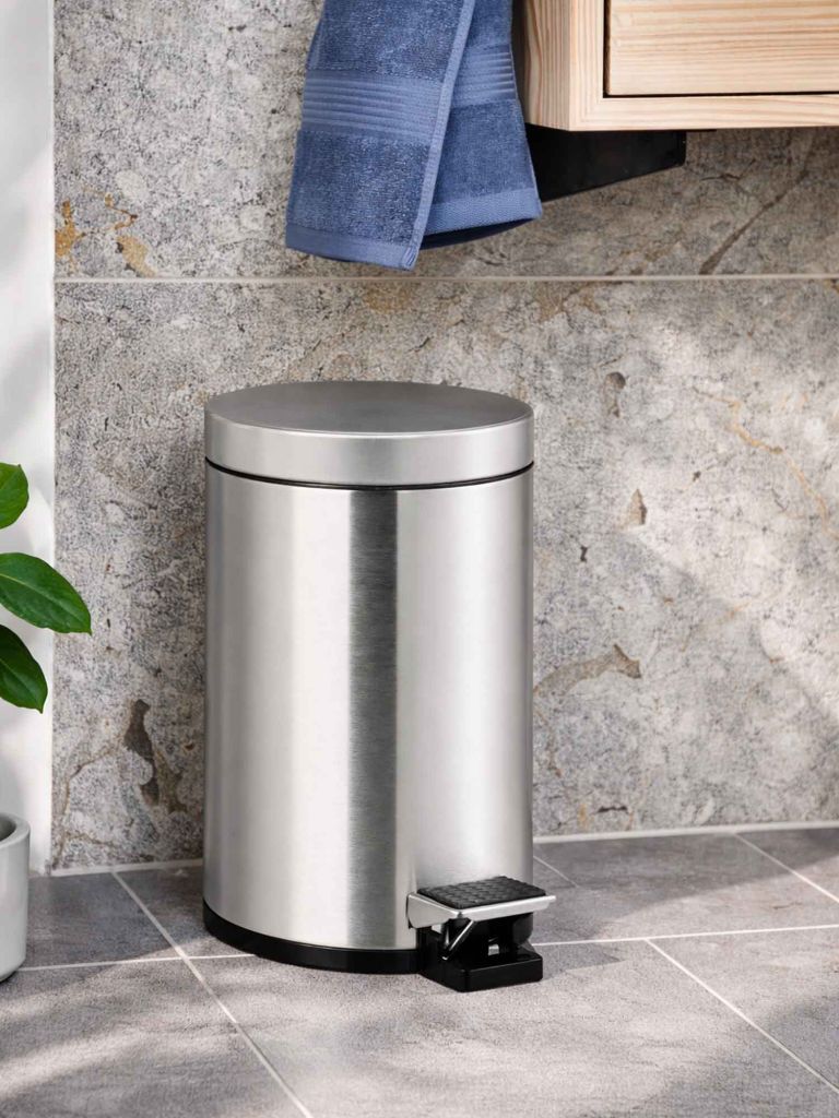 Thùng rác | MEDLE | inox/nhựa PP | màu inox | R22xD20.5xC26.5cm | 5L