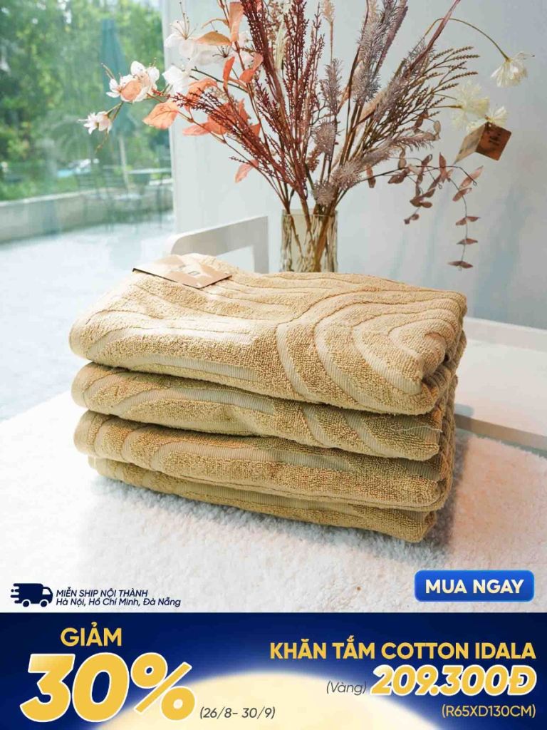 Khăn tắm cotton | IDALA | vàng | R65xD130cm