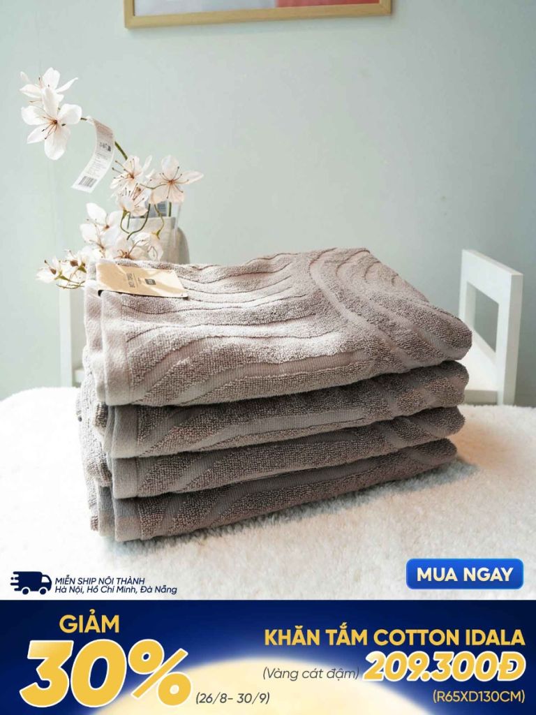 Khăn tắm cotton | IDALA | vàng cát đậm | R65xD130cm