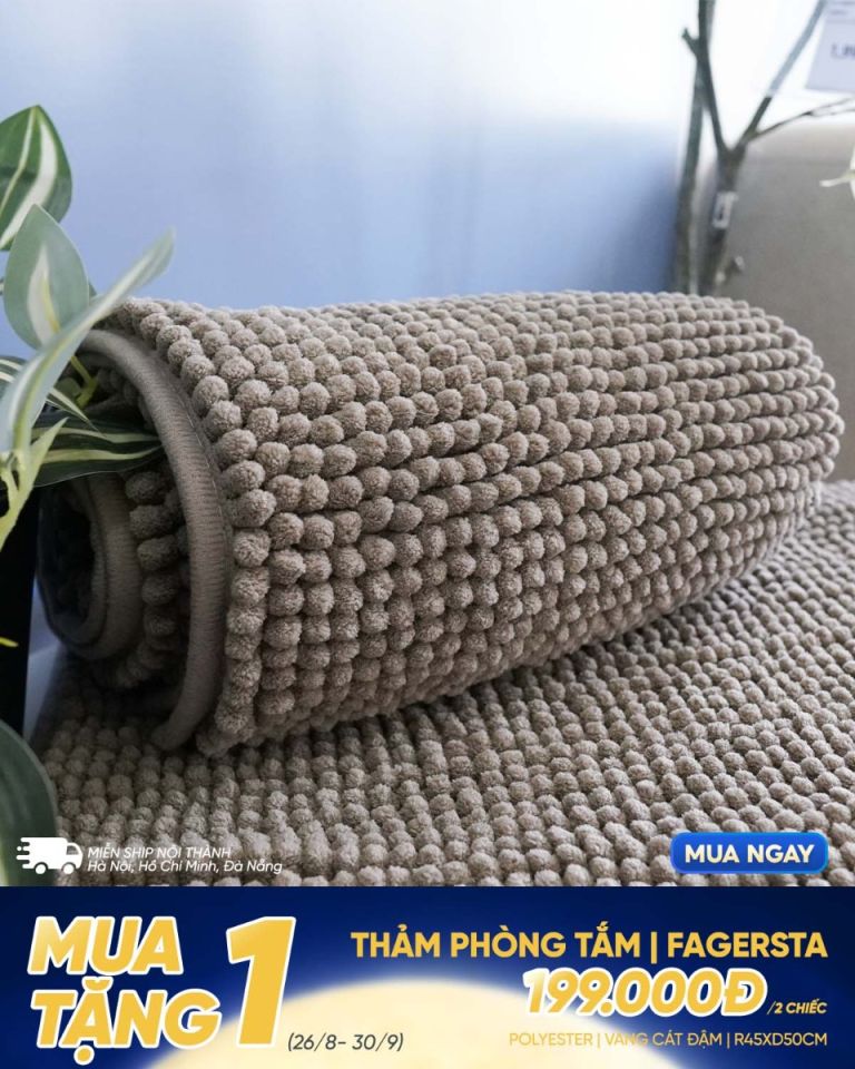 Thảm ph&ograve;ng tắm | FAGERSTA | polyester | v&agrave;ng c&aacute;t đậm | R45xD50cm
