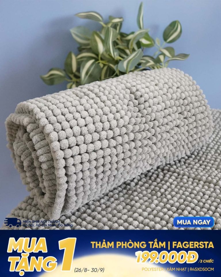 Thảm phòng tắm | FAGERSTA | polyester | xám nhạt | R45xD50cm