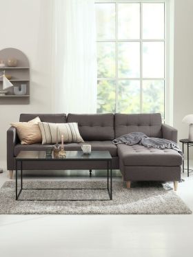 Sofa đổi góc | FALSLEV | vải polyester | xám | R216xS83/149xC78cm