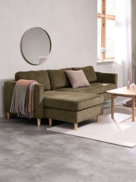 Sofa đổi góc | FALSLEV | vải polyester | xanh olive | R216xS83/149xC78cm