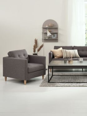 Ghế bành | FALSLEV | vải polyester | xám | R84xS75xC78cm