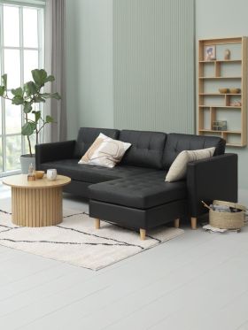 Sofa đổi góc | FALSLEV | da PU | đen | R216xS83/149xC78cm
