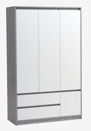Tủ quần áo | BILLUND | gỗ công nghiệp | trắng/màu xi măng | R119xS51xC193cm
