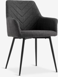 Ghế bàn ăn | PURHUS | kim loại/vải polyester | xám/đen | R59xS58xC84cm