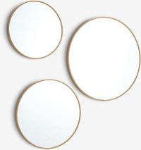 Gương | SANDAGER | đồng/gương | màu sồi | bộ 3 chiếc | Ø45/55/70xS3cm