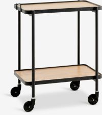 Kệ đẩy có bánh xe | GANGSTED | thép/gỗ công nghiệp | màu sồi/đen | R56xS40xC69cm