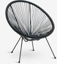Ghế thư giãn ngoài trời | UBBERUP | thép/polyethylene | đen | R72xS80xC83cm