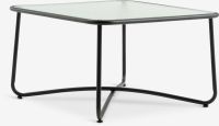 Bàn góc ngoài trời | ORTEN | thép/kính cường lực | đen | R60xD60xC35cm