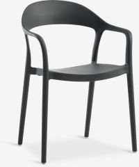 Ghế ngoài trời | NANNESTAD | nhựa PP | xám đậm | R52xS54xC81cm