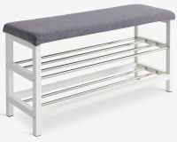 Ghế băng | EGESKOV | kèm 2 tầng để giày| gỗ công nghiệp/gỗ bạch dương/thép | trắng/màu thép | R100xS34xC50