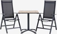 Bộ bàn ghế bistro | HOBRO/LOMMA | màu tự nhiên/đen | R70xD70xC73cm/R57xS70xC109cm
